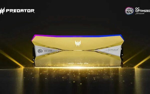 Acer Predator Hera — быстрая оперативная память DDR5 9466 МТ/с, покрытая настоящим золотом. Идеально подходит для состоятельных энтузиастов