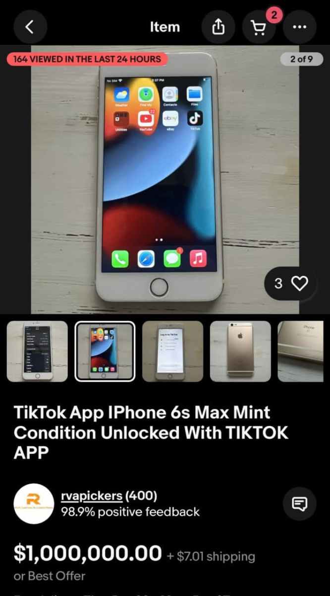 iPhone продали на Ebay за 1 миллион долларов во время запрета TikTok – оказывается, запрет на старые устройства iOS не распространяется