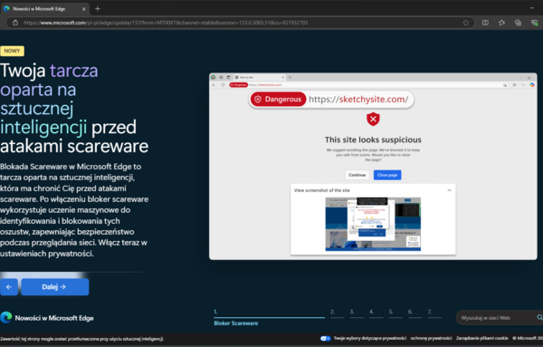 Microsoft Edge хочет защитить нас от атаки Scareware. Модель ИИ, которая работает локально на ПК с Windows, поможет в этом