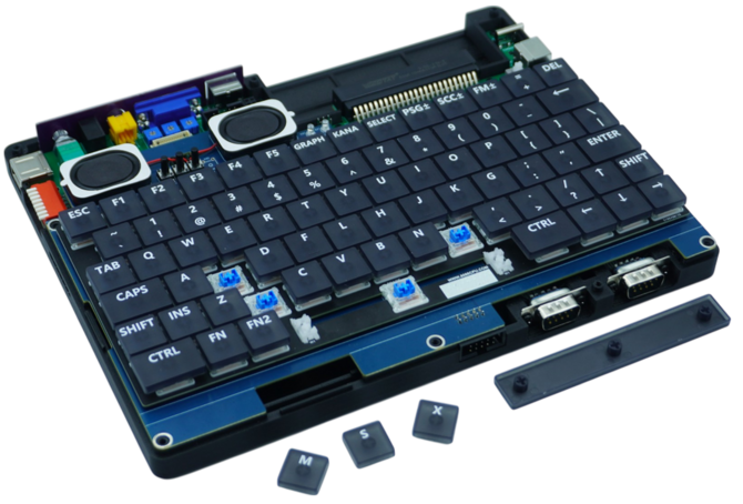 Ретро-вдохновленный OneChipBook-12-это независимый набор разработки FPGA с экраном 1024 × 768 и механической клавиатурой