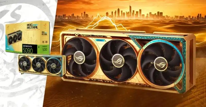 Asus запустила Rog Astral RTX 5090 Dhahab Edition Gold Videoard - его цена достигает 10 600 долларов США.