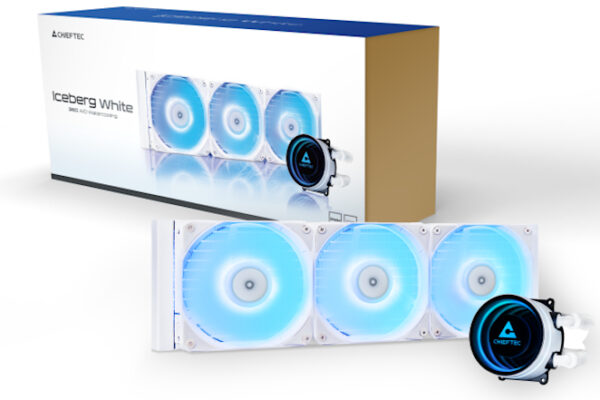 Kieftec icergg - AIO Cooling возвращается в белом выпуске. Привлекательная конструкция насоса и освещенные вентиляторы
