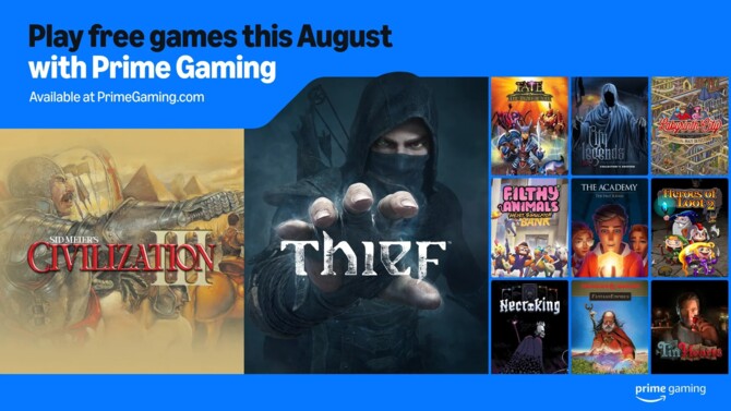 Prime Gaming - представлено предложение на август, с цивилизацией Сида Мейера III и Thief: окончательное издание на переднем крае