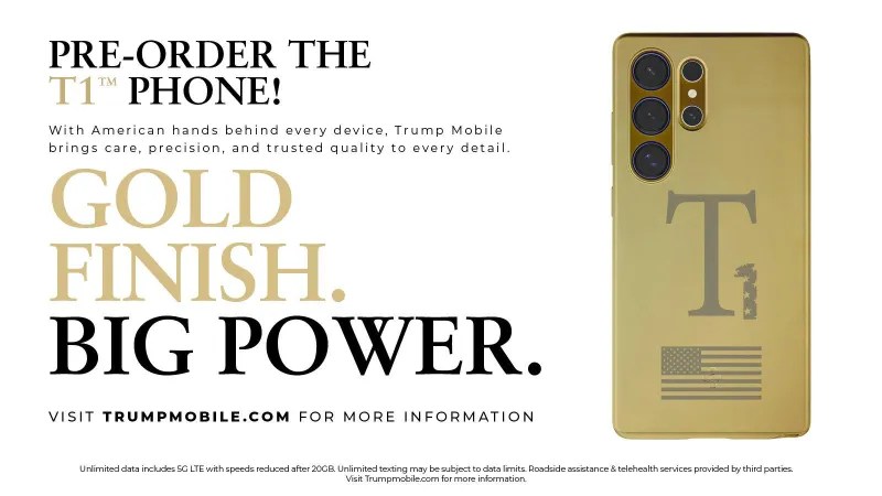 «Американский» смартфон Trump Mobile стал пародией на iPhone в золотую галактику S25 Ultra