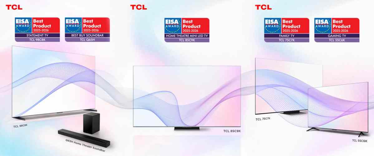 TCL выиграл пять наград EISA и укрепил его лидерство в Mini Led TVS