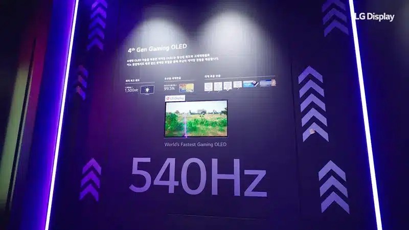 LG Display показал первую в мире OLED -панель 540 Гц с разгоном до 720 Гц.