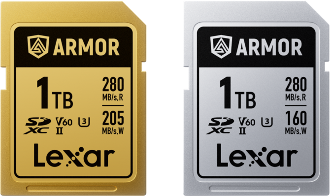 Lexar представляет 1 -ти ТБ SD -карту из серии SDXC Armor Silver Pro SDXC и Armor Gold. Высокая сила и запись в 6K