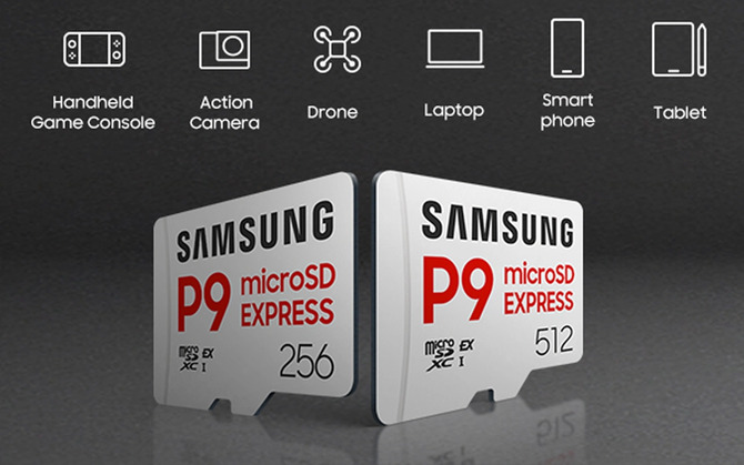 Samsung P9 Express — карты microSD Express емкостью до 512 ГБ, которые помимо Nintendo Switch 2 поддерживают еще и слоты UHS-I.