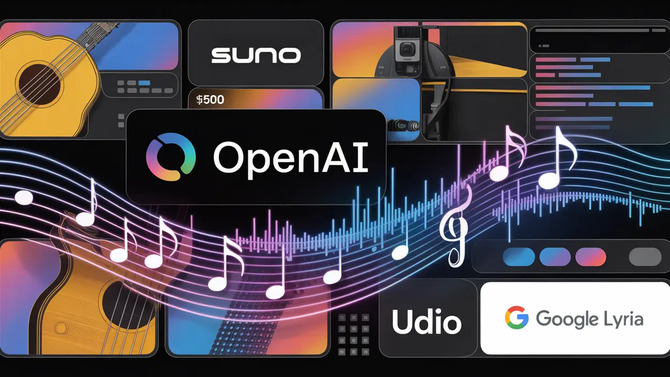 Генерация музыки из текста и аудио. OpenAI входит в экосистему звука AI после успеха Sora и будет конкурировать с Suno и Lyria