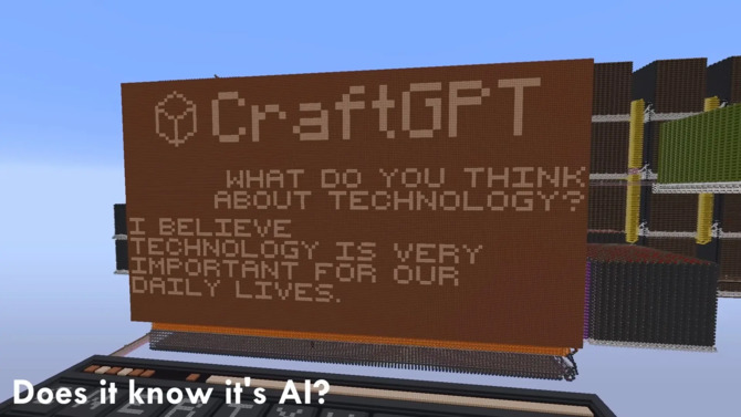 Игрок построил функциональную модель GPT с 5 миллионами параметров в Minecraft с использованием Redstone, которая отвечает на вопросы