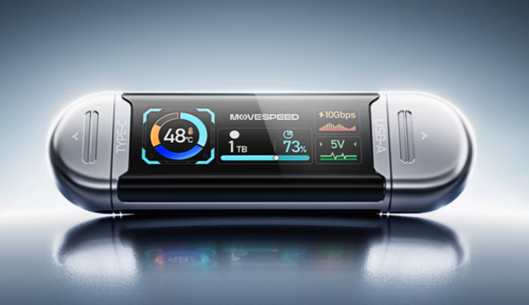 Представлен USB-накопитель SU10 с дисплеем и скоростью передачи данных до 1080 МБ/с.