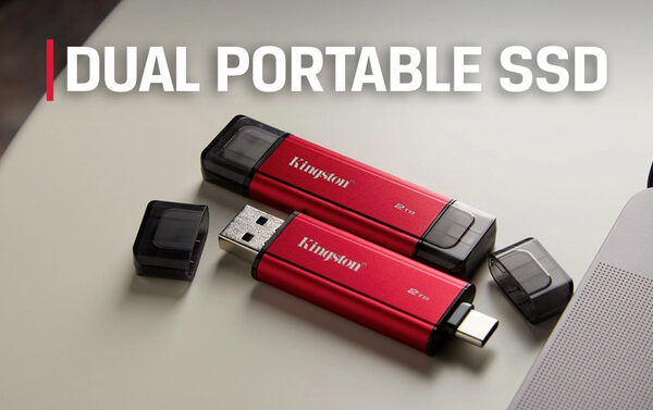 Kingston Dual Portable SSD — портативный носитель с USB-C и USB-A емкостью до 2 ТБ. Размер флешки, скорость SSD