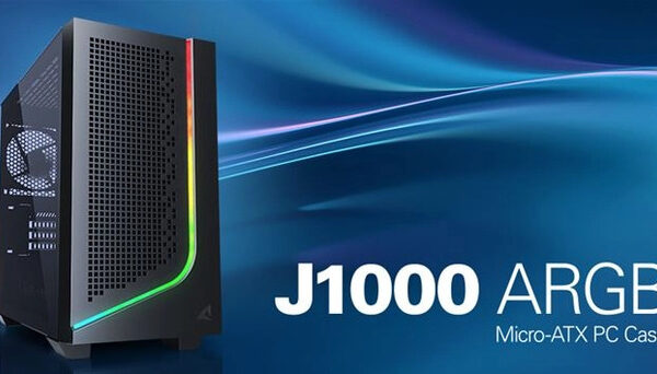 Sharkoon J1000 ARGB — корпус mATX со стеклом и полоской с подсветкой. Перфорированная панель и заводской 120-мм вентилятор.