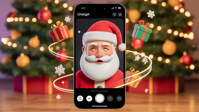 Праздничная пасхалка в ChatGPT. Модель Сора генерирует персонализированное видео с Сантой на основе одного смайлика.