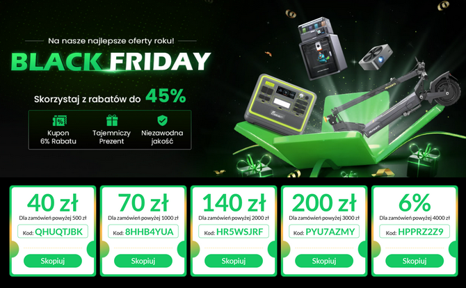 Распродажа Geekbuying в Черную пятницу — можно купить дешевле электросамокаты и велосипеды, 3D-принтеры, электронику, бытовую технику и другое оборудование.