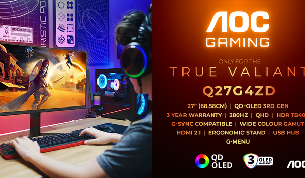 AOC Gaming Q27G4ZD — новый игровой монитор с экраном QD-OLED, частотой обновления до 280 Гц и поддержкой NVIDIA G-SYNC.