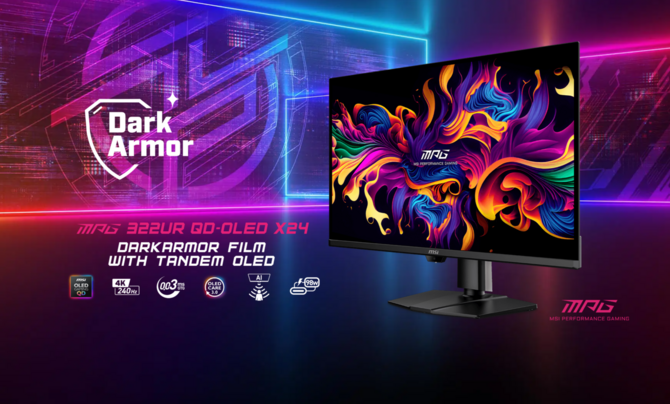 MSI MPG 322UR QD-OLED X24 и MAG 321UP QD-OLED X24 — новые мониторы 4K с тандемными OLED-экранами от Samsung Display